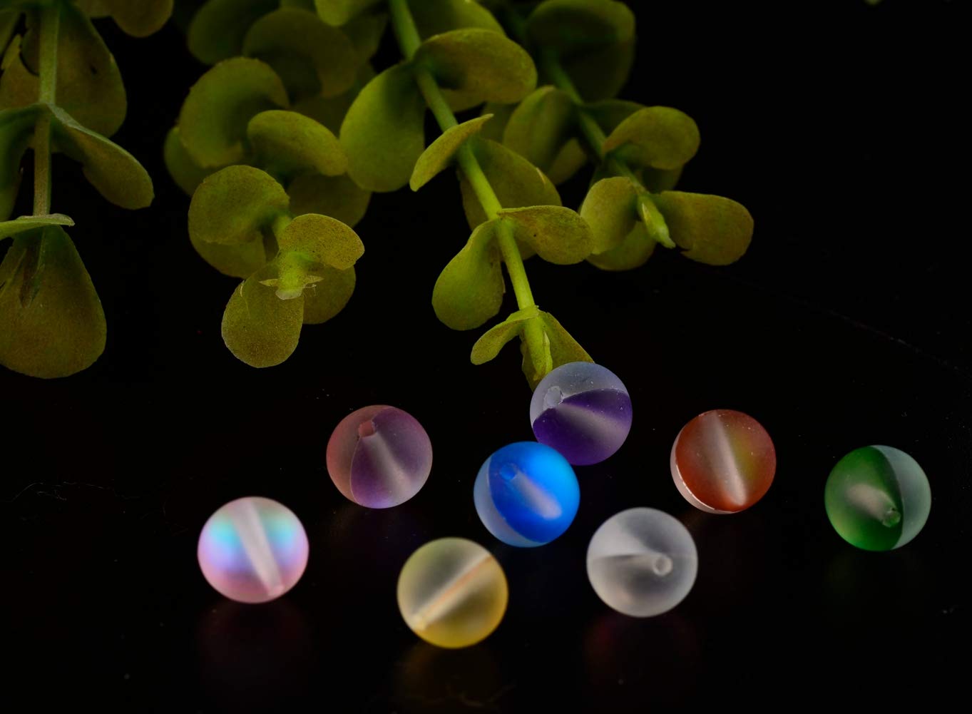 Matte Aurora Crystal Glass Beads 100pcs 6mm Flash Glitter Shining Mermaid Round Loose Aura Bead Frosted Moonstone for Jewelry Making