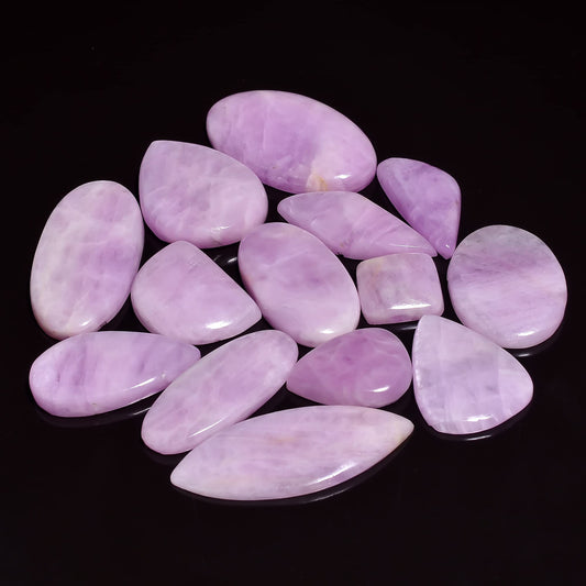 Natural Kunzite Gemstone- Healing Crystals for DIY Jewelry Making -Loose Natural Cabochon -Perfect for Crafting Unique Jewelry Designs Gift for Her, Mother and Wife (5 pcs, 25-35 mm)