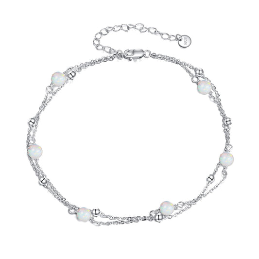 CRMAD Opal Bracelet for Women Sterling Silver Beach Jewelry Gift for Women (opal, bracelet 7+2'')