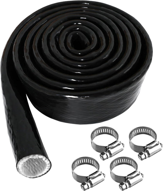 Amerbro 3/4" 4 3/4" x5FT) ID Heat Shielded Fire Thermo Armor Fire Sleeve Silicone Coated Fiberglass Heat Protection