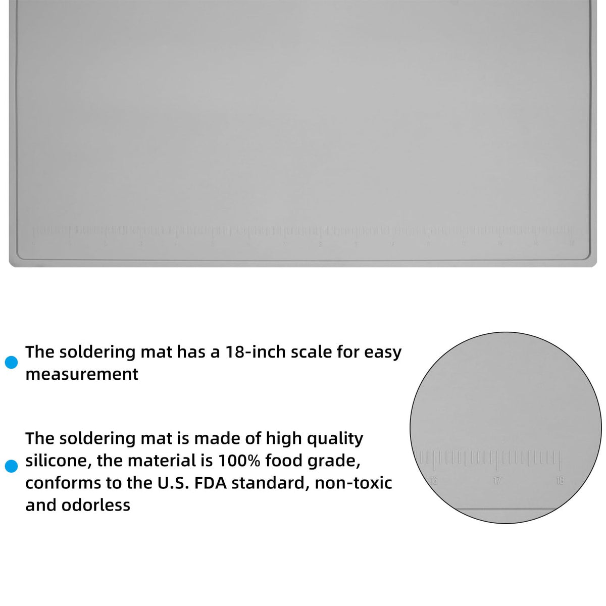 VOTCT Soldering Mat Large Grey Silicone Electronics Repair Work Mat Heat Resistant 932℉ Solder Mat for Soldering Station Laptop Watch Cellphone Computer,Size 20 * 13.5 in