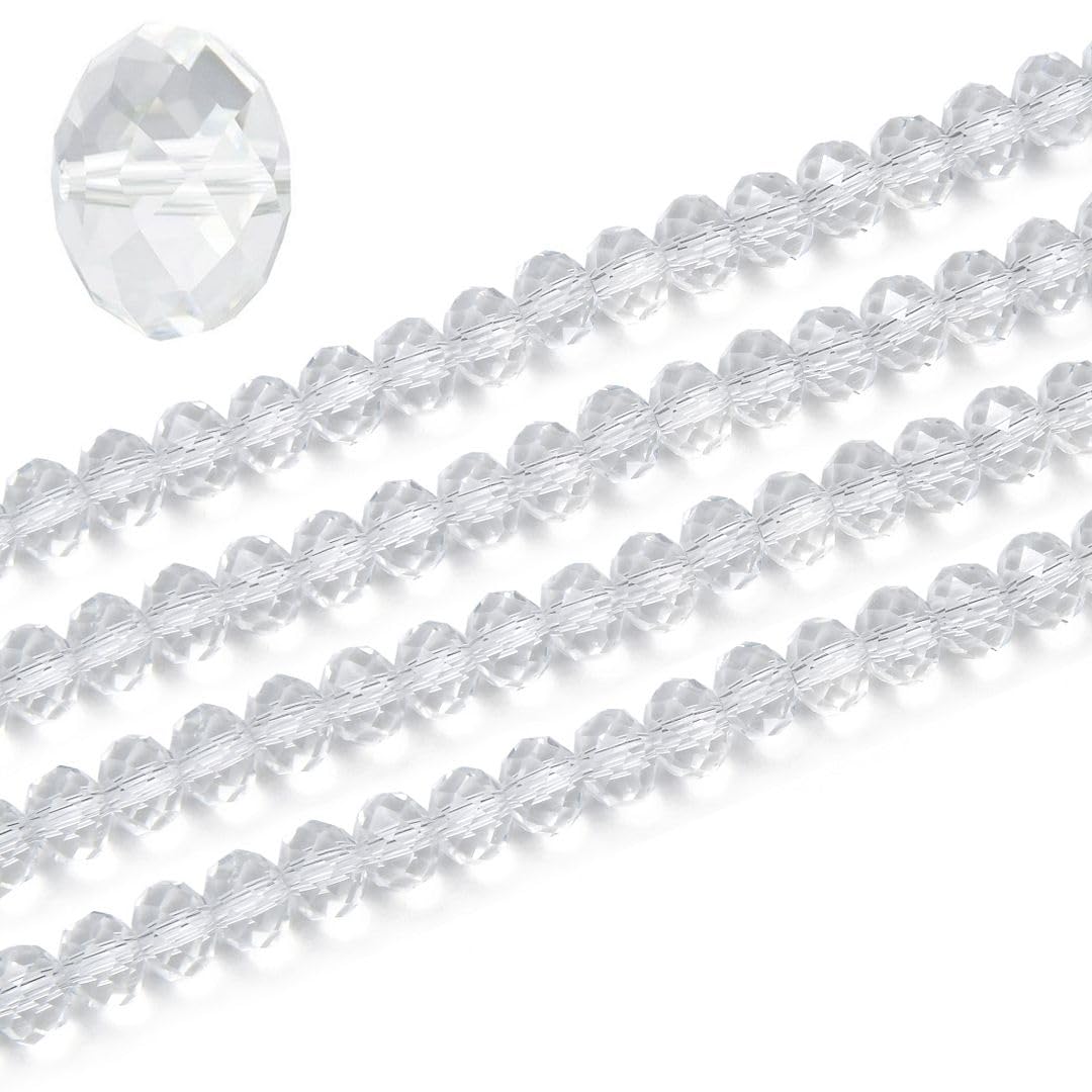 1000pcs Czech Faceted Rondelle Crystal Glass Loose Beads 6mm Spacer Bulk Crystal Clear for DIY Craft Jewelry Making CCR601