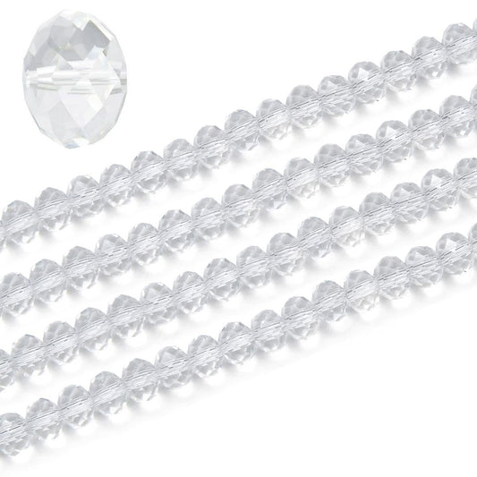 1000pcs Czech Faceted Rondelle Crystal Glass Loose Beads 6mm Spacer Bulk Crystal Clear for DIY Craft Jewelry Making CCR601