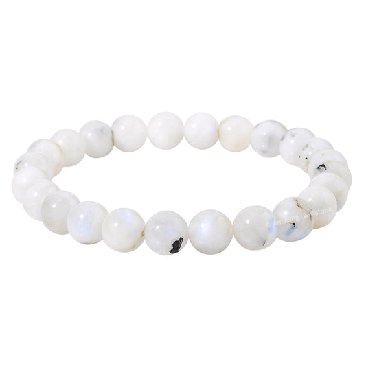 Amazing Gemstone Crystal Bracelet for Women Men's Gifts - Protection Healing Crystal Bracelet - 8mm Gemstone Beaded Stretchable Bracelet Pulseras Para Hombres Mujer Stocking Stuffers Mothers Day Gift (Rainbow Moonstone)