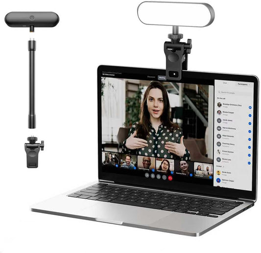 Amcuke 360 Video Conference Lighting,Rechargeable LED Streaming Light, Rotatable Zoom Lighting for Computer,Eye Caring