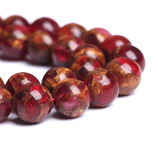 10MM 37PCS Red Cloisonne Craft Loose Round Beads for Jewelry Making DIY Bracelet