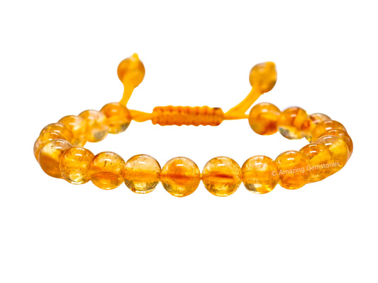 Amazing Gemstone Citrine Bracelet, Gifts For Men & Women - Protection Healing Crystal Bracelet - 8mm Gemstone Beaded Adjustable Bracelet, Pulseras Para Hombres Mujer Stocking Stuffers