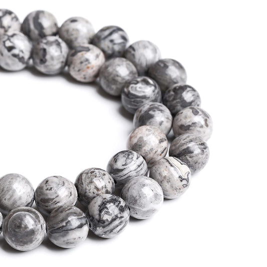 10MM 36PCS Natural Stone Map Jasper Loose Beads for Jewelry Making DIY Bracelet