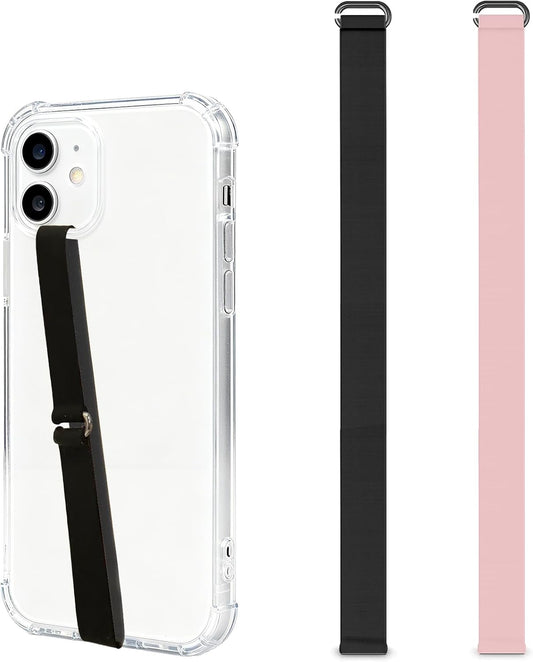 Brvlsoc C-Shaped Silicone Clip Finger Phone Grip Strap Reusable Stretchy Loop Holder for iPhone & Samsung Cases, Black
