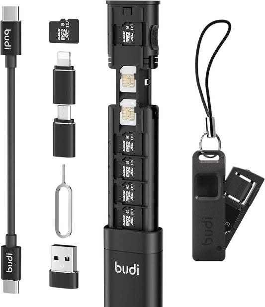 BUDI 9 1 Multifunctional in Data Cable with USB Type-C Card Reader with Sim Card Tray Pin Eject Removal Tool Needle