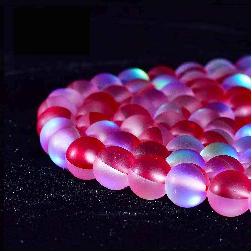 Asingeloo 38PCS 10mm Natural Red Mystic Aura Quartz Gemstone Frosted Matte Titanium Round Loose Spacer Beads 15 inch Full Strand Crystal Healing Power Quartz