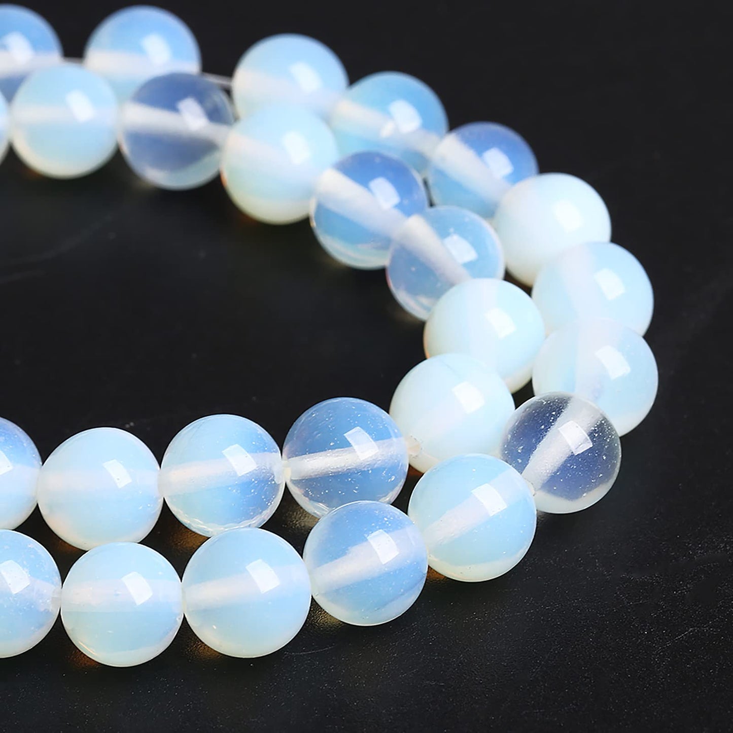 10MM 37PCS Natural Stone White Opal Quartz Loose Crystal Beads for Jewelry Making DIY Bracelet 1 Strand