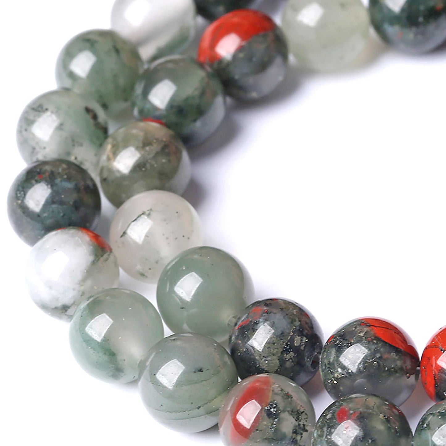 8MM Natural African Bloodstone Gemstone Round Beads Loose Spacer Stone Beads for Jewelry Making 90pcs 2 Strands 32"