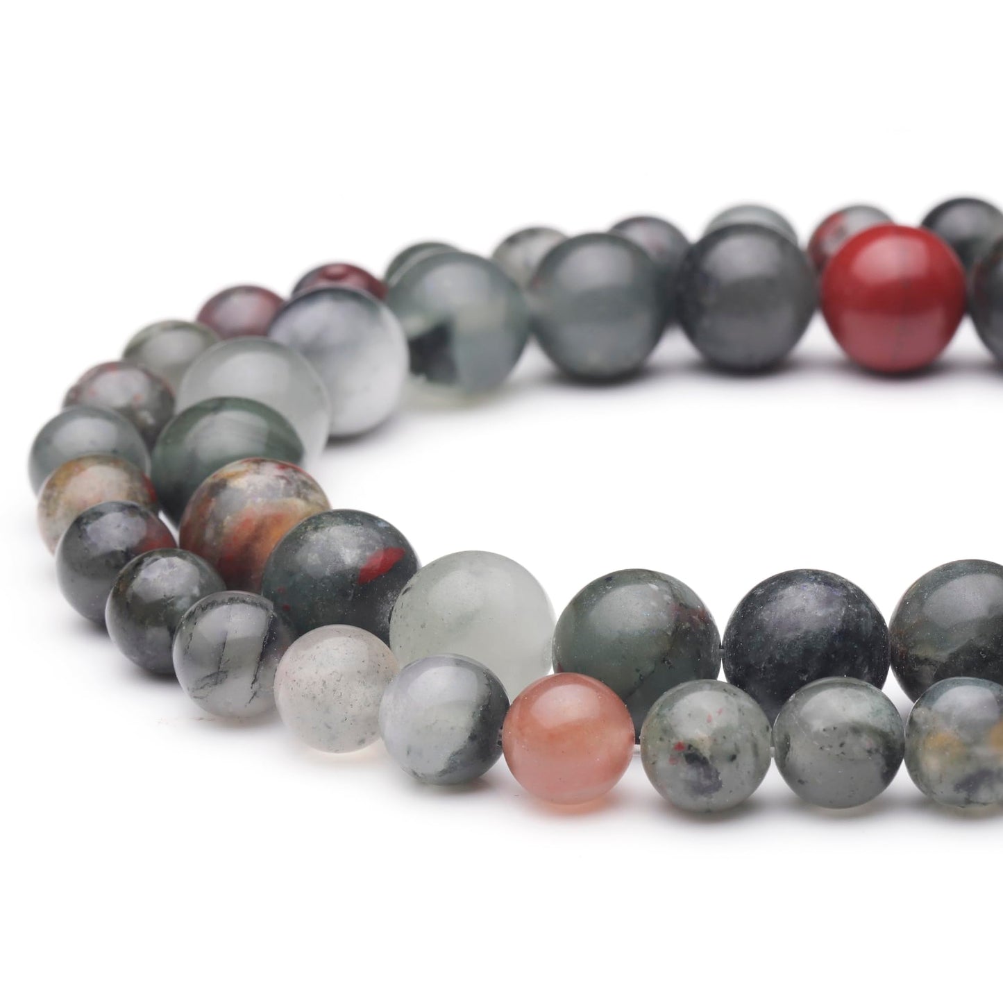 Youngbling Natural Gemstone Beads for Jewelry Making,10mm African Bloodstone Polished Round Smooth Stone Beads for Bracelet Necklace 15 Inch(African Bloodstone,10mm)