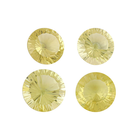CRYSTALIS 4pcs AA+ Natural Lemon Quartz, Concave-Cut, Loose Gemstone Wholesale Bulk Cabochons Jewelry Making Supply, Chakra Healing Polished Stones, Wire Wrapping, DIY, Gem Collection, 15mm
