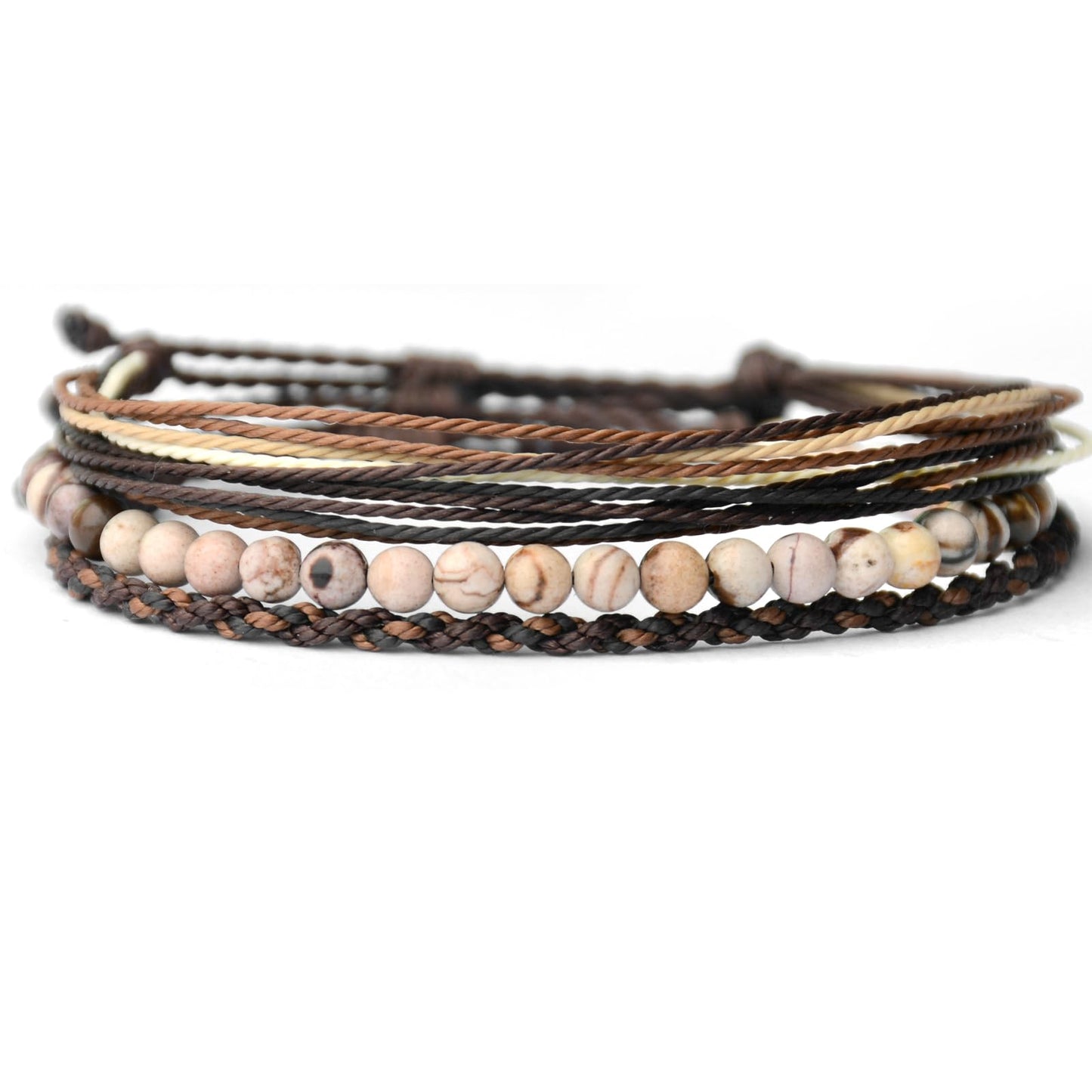 Handmade Natural Stone Beaded Healing Bracelet Gift for Men Adjustable Rope String Bracelet (Zebra Jasper, Adjustable)