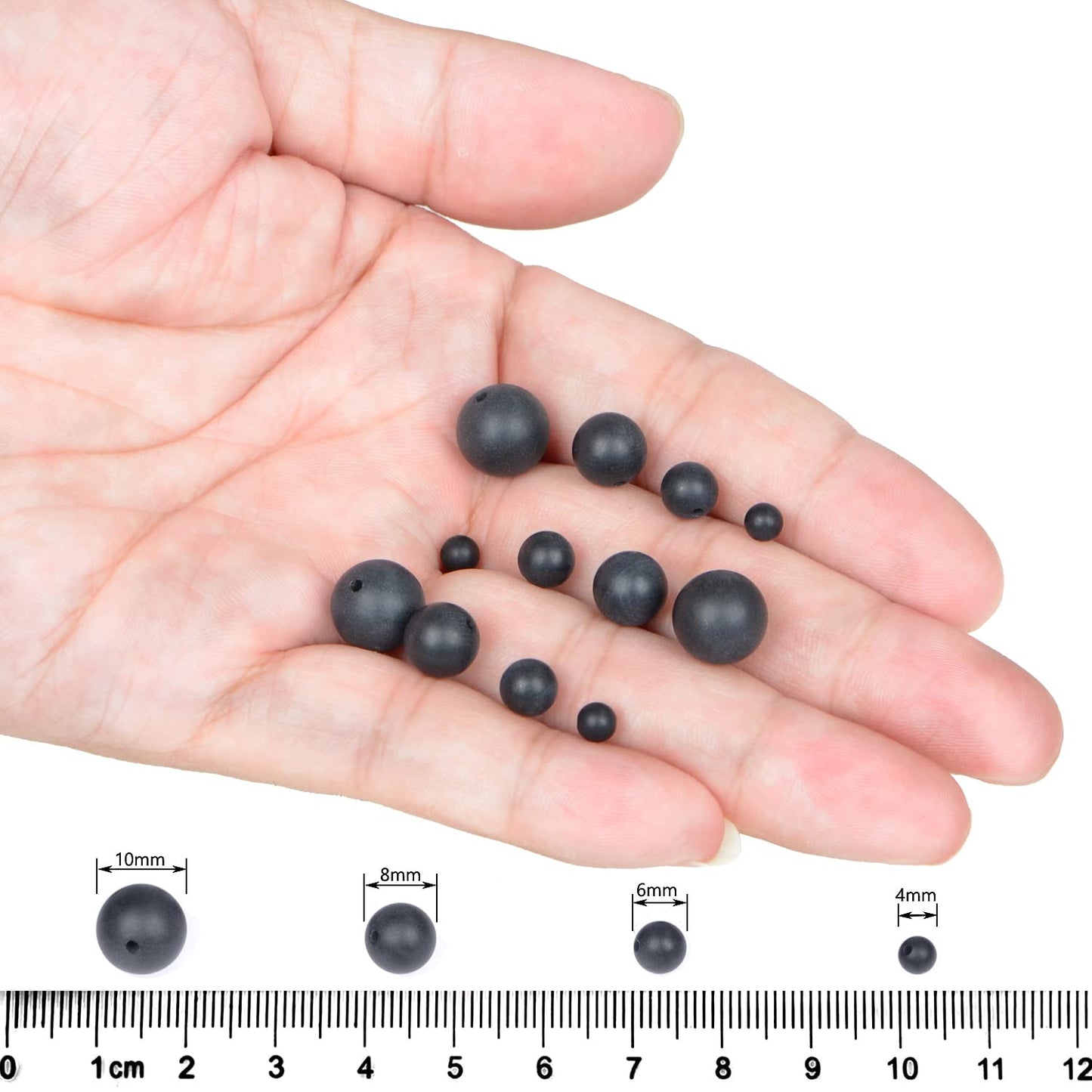 AD Beads Natural Gemstone Round Loose Beads 15" for Bracelet Necklace Earrings Jwelery Making Crafts DIY (6mm, Matte Black Onyx)