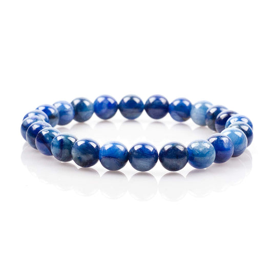 Cherry Tree Collection Kyanite Beaded Bracelet – Genuine 8mm Gemstone Stretch Bracelet for Men & Women – Handmade Crystal Bracelet - (Kyanite - S)
