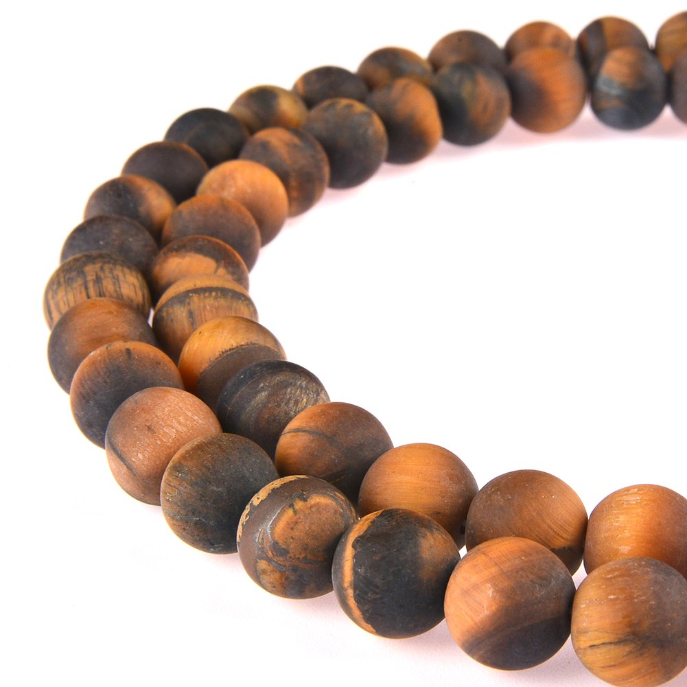 PLTbeads Gorgeous Tiger Eye Natural Natural Gemstone Loose Beads 8mm Matte Round Approxi 15.5 inch DIY Bracelet Necklace for Jewelry Making