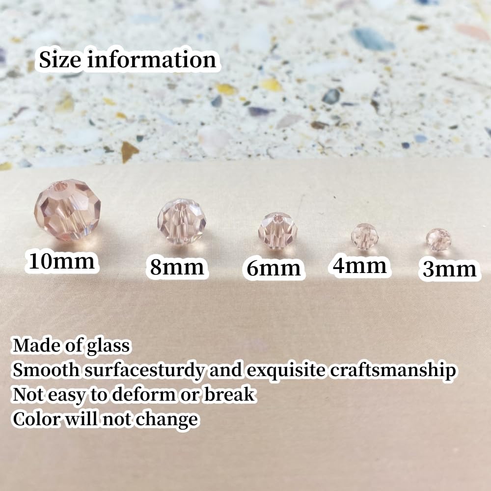 Xinhongo Crystal Glass Beads 50 Pieces 10mm Round Faceted Glass Spacer Beads for Jewelry Making Bracelet Earring Necklace DIY Craft Supplies(Pink AB)