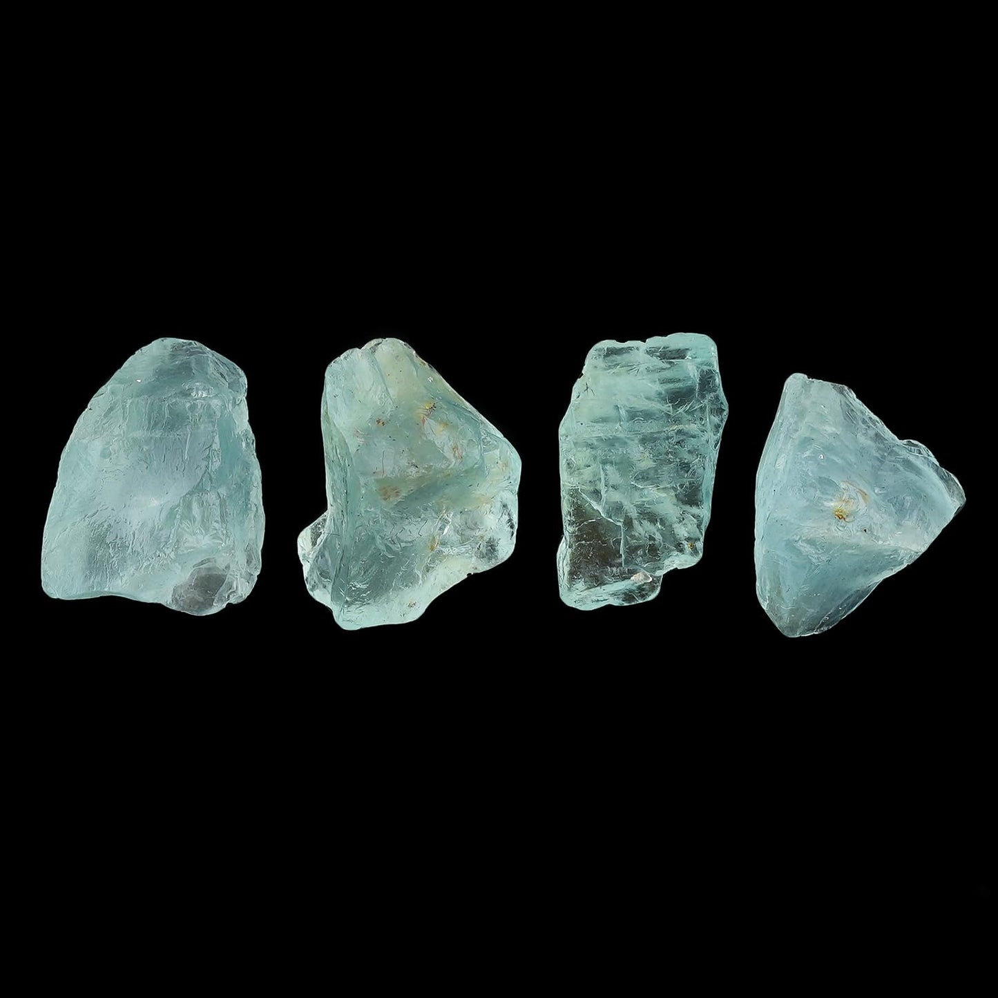 ColouredRocks (4 pcs. A+ AQUAMARINE Crystals, Raw Stones, Rough Gemstones, Jewelry Making Supply, Cabbing, Polishing, Cutting, DIY, Crafts (12-16 mm.)