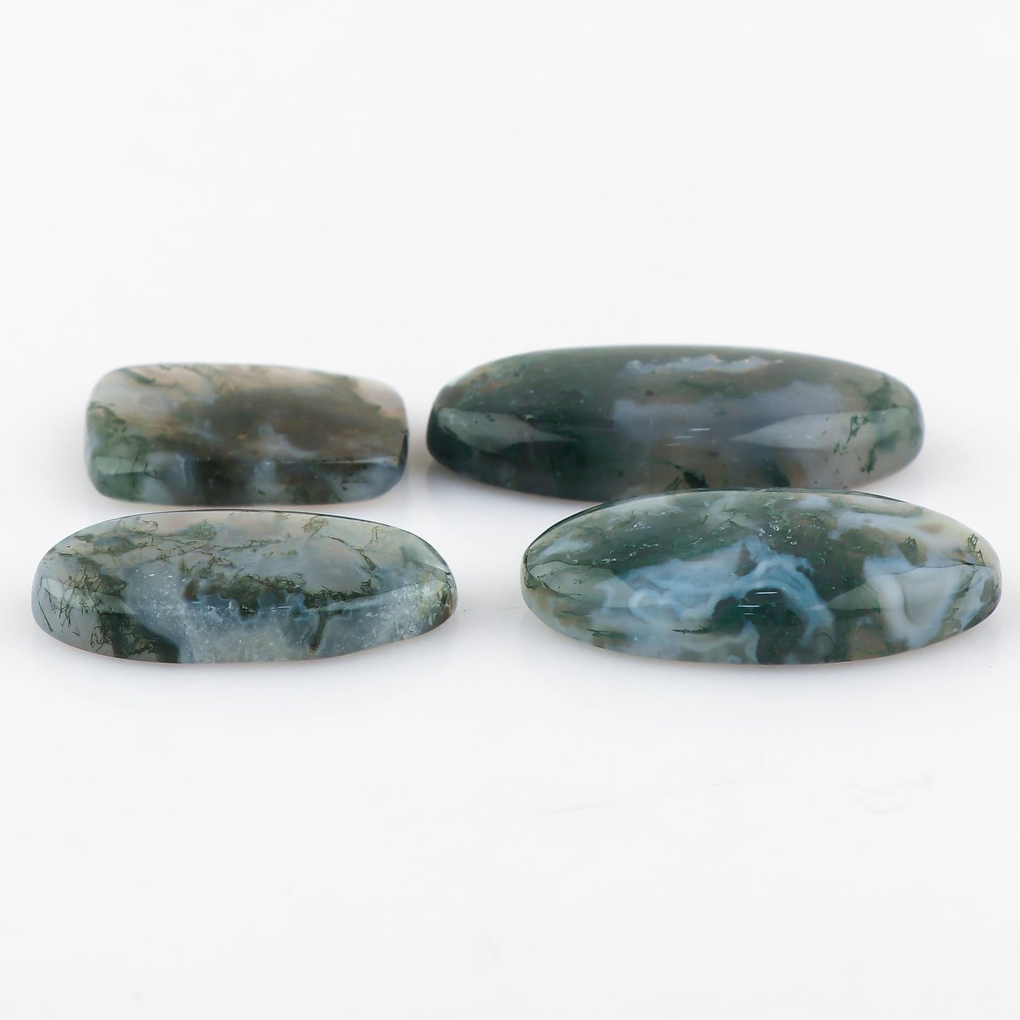 CRYSTALIS 4pcs, 25-30mm Natural Moss Agate Loose Gemstone Wholesale Bulk Cabochons Jewelry Making Supply, Chakra & Healing Polished Stones, Wire Wrapping, DIY, Gem Collection