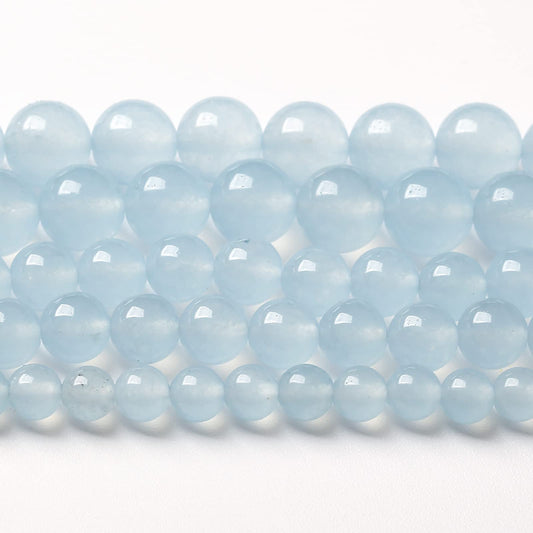 10mm 36pcs Natural Aquamarine Blue Jade Stone Beads for Jewelry Making DIY Bracelet Necklace Accessories Crystal Energy Healing Power Stone Beads(Aquamarine Blue Jade, 10mm)