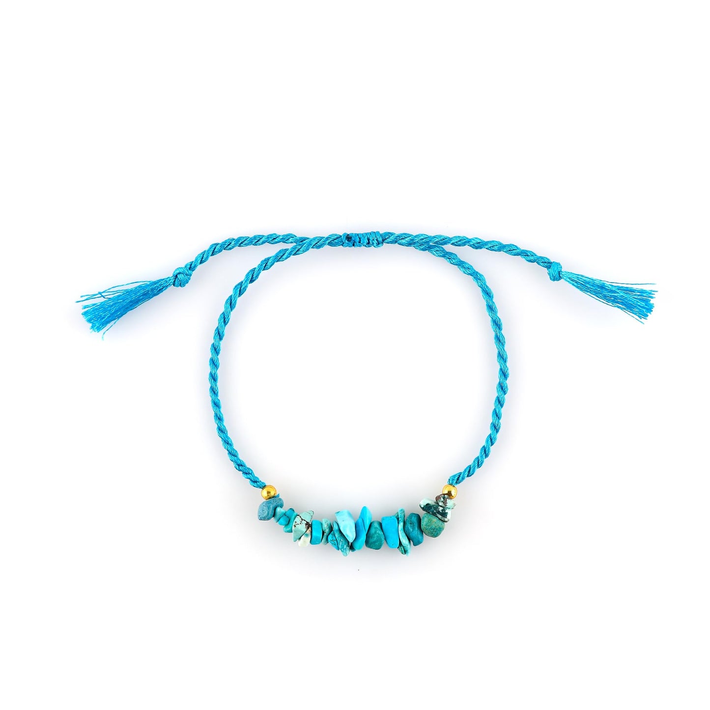 TGH Natural Turquoise Chips Braided Bracelet Healing Birthday Gift for Her Resizable Hand Braid Rope Thread Protection Bracelet for Men Women Gemstone Jewelry Christmas Gift (Turquoise)