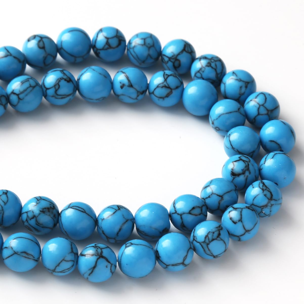 35PCS 10MM Blue Turquoises Round Loose Beads Natural Gemstone Beads for Jewelry Making DIY Bracelet Necklace 15"