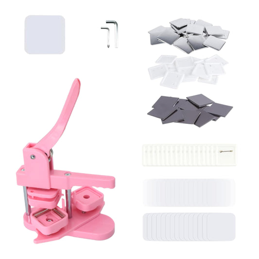 DCBADGE Square Button Maker Machine,Square Magnet Maker Machine of 50mm/1.97 inch,Fridge Button Press Machine Kit with 50 Sets of Refrigerator Magnet Supplies&50 Sets of Pin Button Parts.