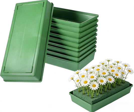 10pcs Flower Mud Fixing Plate, Floral Foam Bowls Rectangle Flower Arrangement Holder Tray Flower Arrangement Base for Table Party Wedding Festival Flower Decor