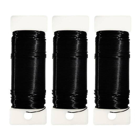 114 Yards 22-Gauge Black Floral Metal Wire: Flexible Paddle Wire for Flower Arrangements, Crafts, Christmas Wreaths, Trees & Garlands