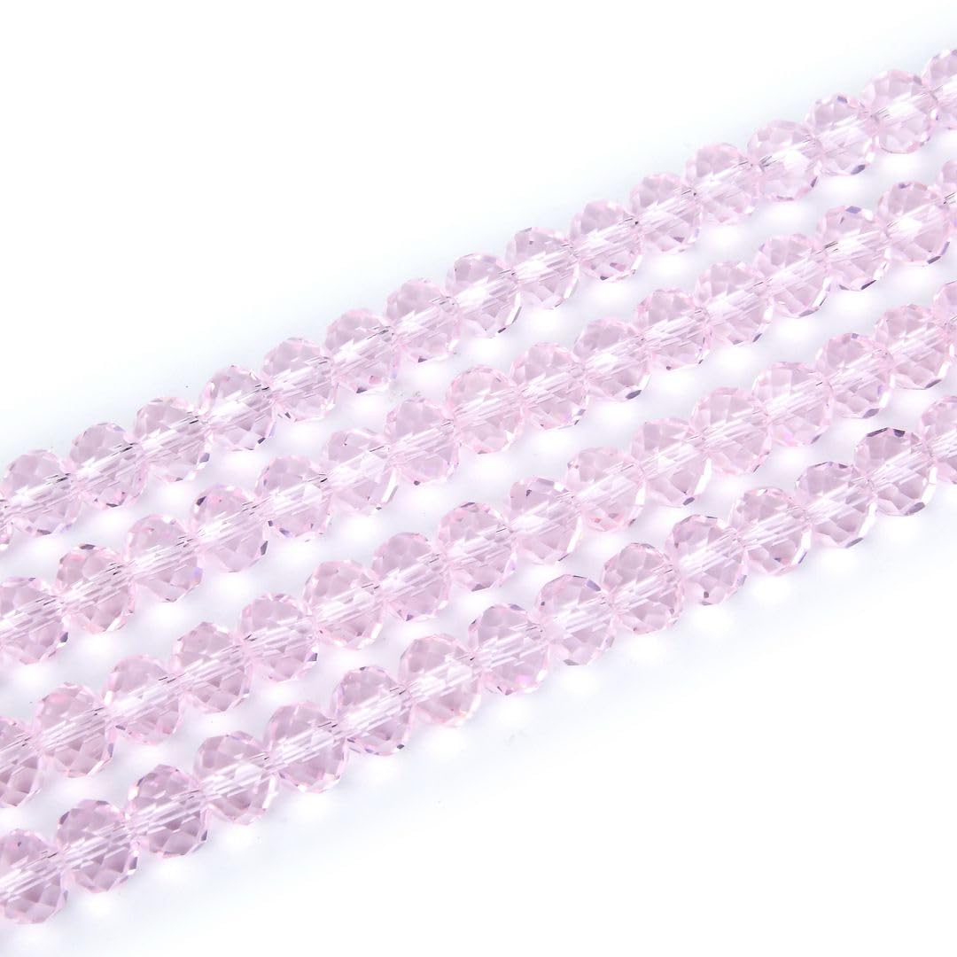 500pcs Czech Faceted Rondelle Crystal Glass Loose Beads 4mm Small Tiny Spacer Bulk Light Rose Pink for DIY Craft Jewelry Making CCR403