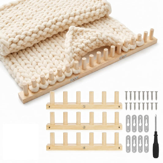 TopBoAoRAA 70'' Chunky Knitting Blanket Loom, Adjustable Wood Knit Loom with Detachable Modules, Portable Hand Weaving Loom Kit for Beginners, DIY Yarn Craft Tool for Home & Trave (70 inch)