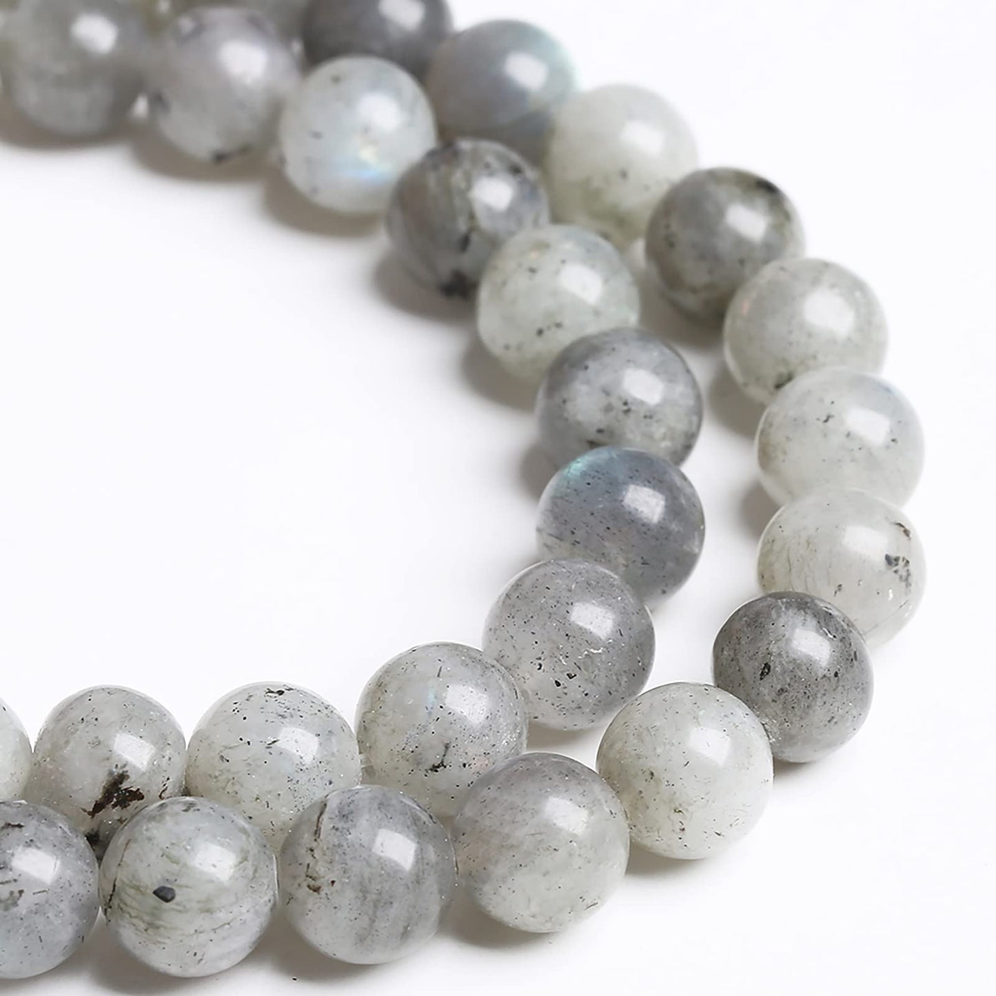 10MM 38PCS Natural Stone Gray Labradorite Larvikite Crystal Beads for Jewelry Making DIY Bracelet