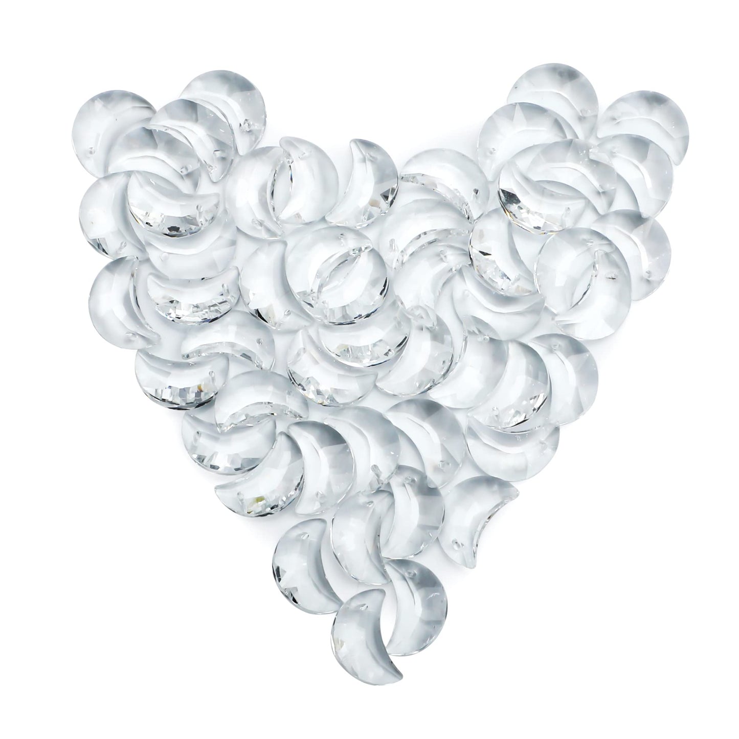 H&D HYALINE & DORA 50pcs 20mm Moon Shapes Crystal Pendant Suncatchers for Jewelry Making Bulk lot Necklace Earrings Bracelet Craft Findings Crystal Prisms for Chandeliers(Clear)