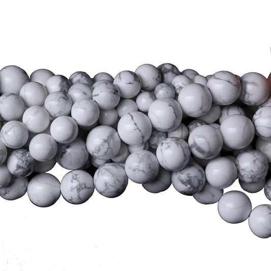10mm Natural White Howlite Beads Round Gemstone Loose Beads for Jewelry Making (36-38pcs/strand)