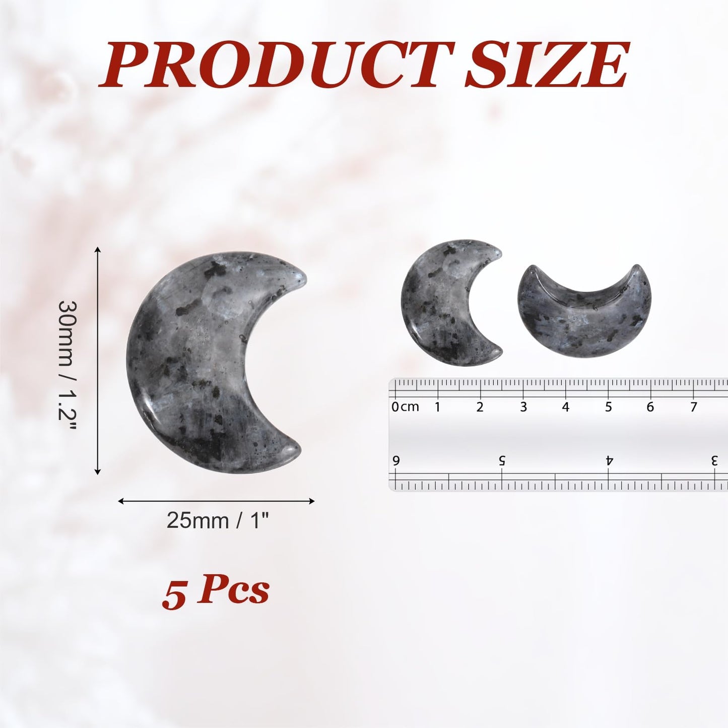 MECCANIXITY 5 Pcs Moon Crystal Worry Stone, 1.2 Inch Length Natural Labradorite Moon Gemstone Bulk, Carved Pocket Stones for Meditation Balancing Pendant Decor