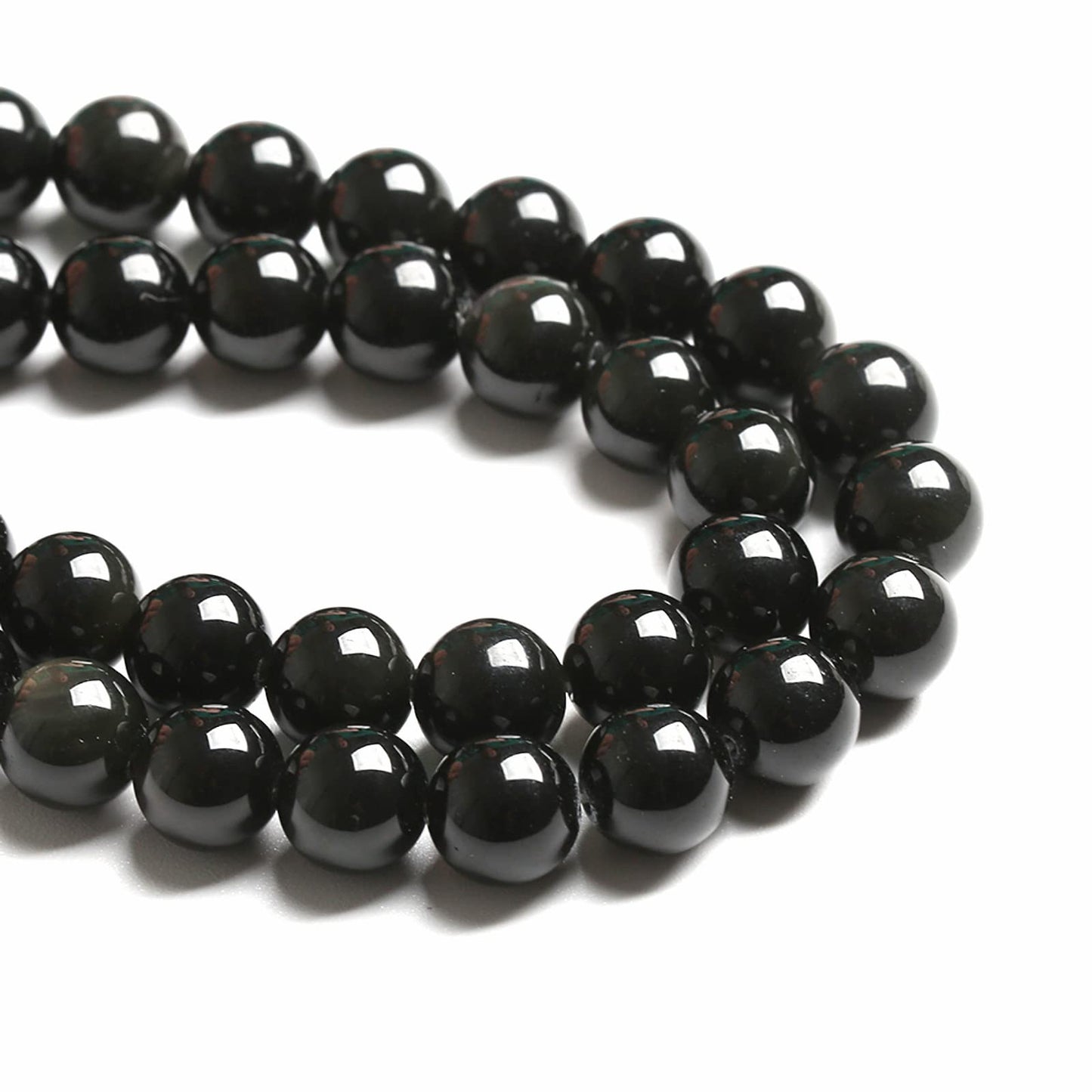 12MM 32PCS Natural Stone Black Obsidian Gemstone Loose Beads for Jewelry Making DIY Bracelet 1 Strand