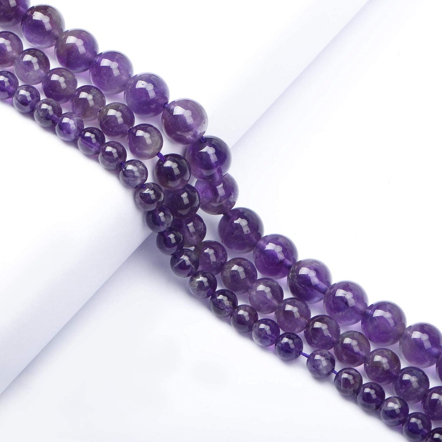 AD Beads Natural Gemstone Round Loose Beads 15" for Bracelet Necklace Earrings Jwelery Making Crafts DIY (6mm, Purple Amethyst)