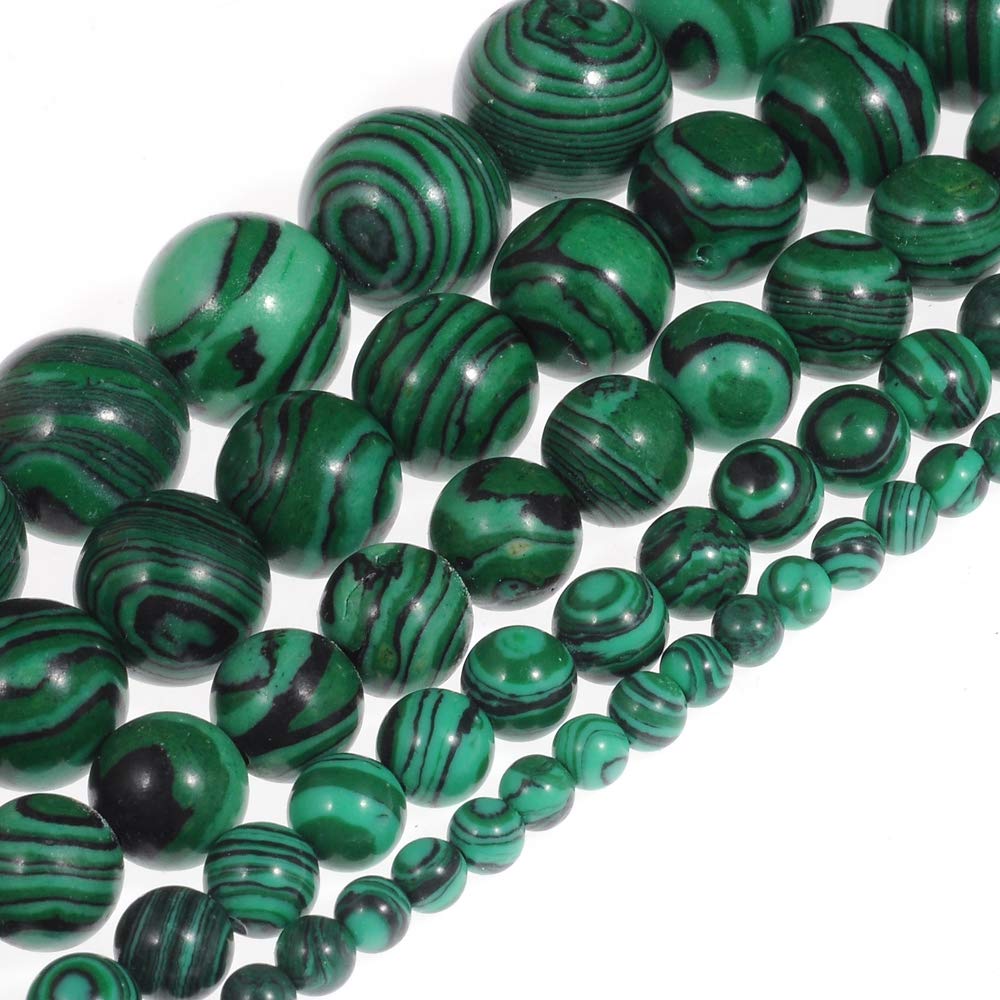 Natural Stone Beads 6mm Malachite Gemstone Round Loose Beads Crystal Energy Stone Healing Power for Jewelry Making DIY,1 Strand 15"