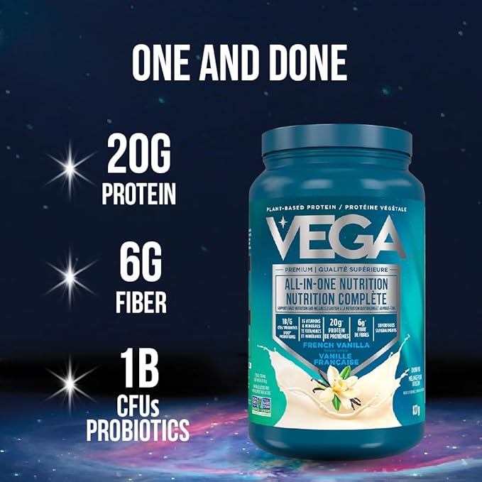 Vega Organic All-in-One Vegan Protein Powder, French Vanilla -Superfood Ingredients, Vitamins for Immunity Support, Keto Friendly, Pea Protein for Women & Men, 13.5 oz (Packaging May Vary)