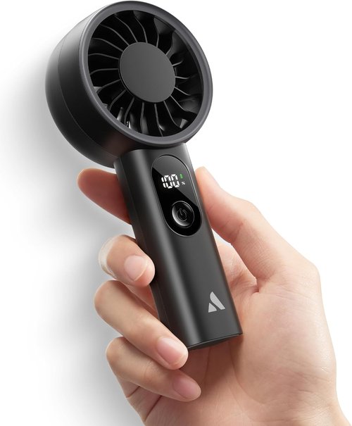 Aecooly Mighty Portable Fan - Powerful USB Rechargeable Handheld Fan | 10H Max Cooling Time, Mini Black