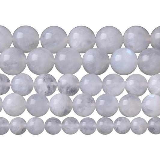 120PCS 6MM Natural Stone White Moonstone Gemstone Semi Precious Beads for Jewelry Making DIY Bracelet
