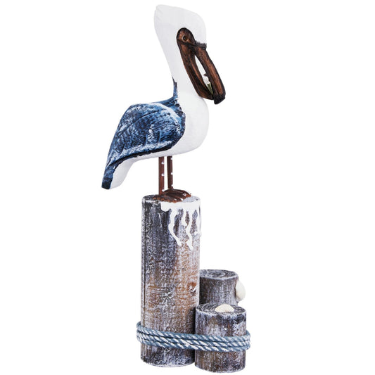 SANMENMO Nautical Pelicans Figurine-Beach Decor Wood Carving Art Coastal Bird Statue Home Ornaments Vintage Creative Indoor Decorations for Bathroom Office Dining Room