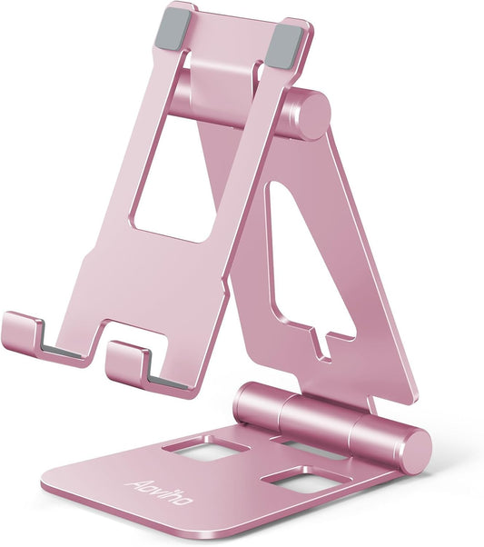 Aoviho iPhone17 16 15 14 13 12 11 8 7 6 5 5s Cell Phone Stand for Desk, Adjustable Desktop Phone Holder Stand, Foldable