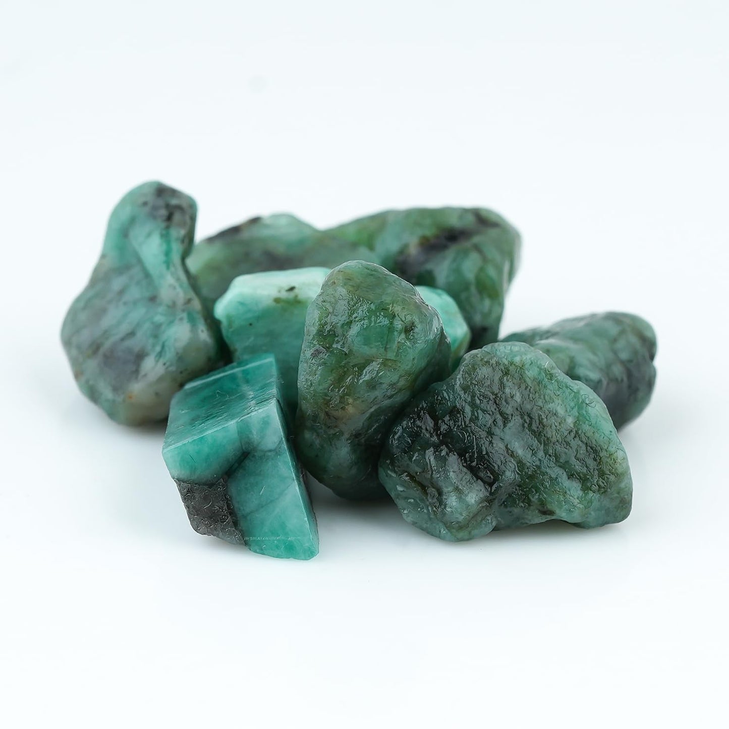 CRYSTALINES (50cts Natural Raw Emerald Gemstones, Wholesale Rough Stones Supplies, DIY Jewelry Making, May Birthstone, Unpolished Healing Crystals, Loose Bulk Lot, Gem Collection (Apx. 7-8pcs)