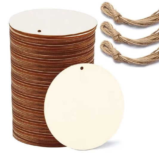 12 Pcs Unfinished Wooden Circles with Holes, 4.5 Inch Wood Discs for Crafts, Blank Wood Cutouts for Signs, Ornaments, Present Tags, Christmas Decor
