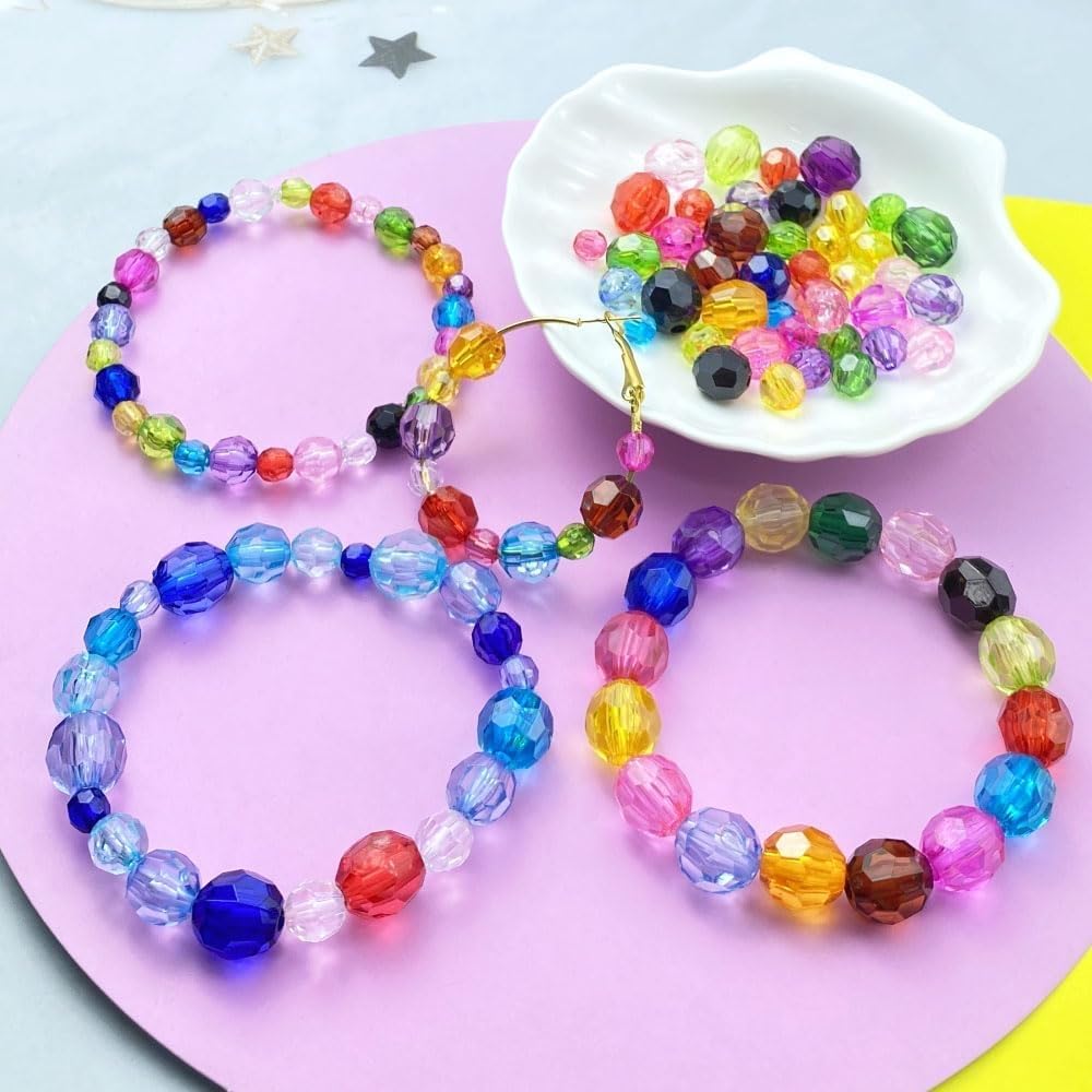 YUEXIGO 1000pcs 6mm Acrylic Round Faceted Beads for Crafts Faceted Spacer Beads for Sewing Crafts Decoration Necklaces Bracelets Earrings Jewelry Making(Red)