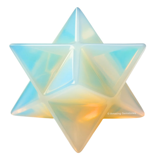 Amazing Gemstone Opalite Merkaba Crystal - 0.75 Inches Metaphysical Merkaba Star for Meditation - Energetic Tetrahedron Crystal and Healing Stones for Spiritual Growth and Healing (15-20mm)